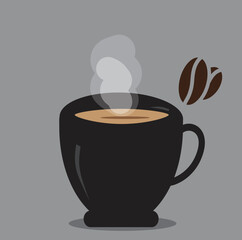 Coffee cup set. Coffee mug with steam.