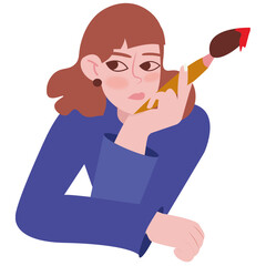 Girl artist with a brush in her hands