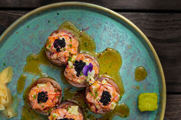 Sushi with tuna and shrimps