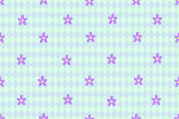 Colorful pastel flowers vintage fabric doodle cartoon pattern seamless art