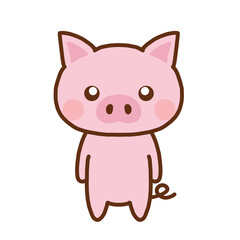 シンプルなぶたのキャラクター全身