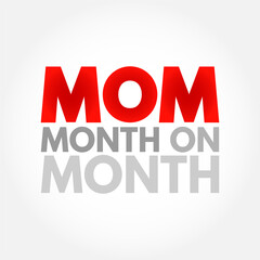 MOM Month On Month - comparing data from one month to the previous month, acronym text concept background