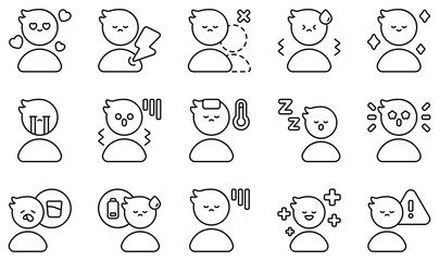 Set of Vector Icons Related to Feeling. Contains such Icons as In Love, In Pain, Lonely, Nervous, Relieved, Sad and more.