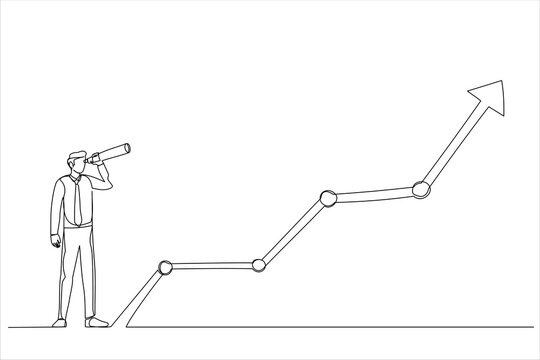 businessman looking through telescope, growth chart clip art preview
