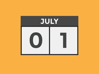 july 1 Calendar icon Design. Calendar Date 1th july. Calendar template 
