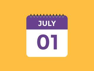 july 1 calendar reminder. 1th july daily calendar icon template. Vector illustration 
