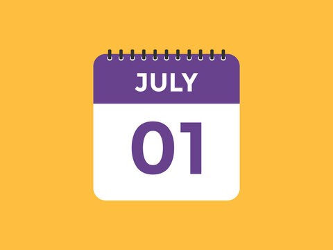 july 1 calendar reminder. 1th july daily calendar icon template. Vector illustration 
