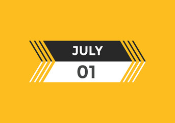 july 1 Calendar icon Design. Calendar Date 1th july. Calendar template 
