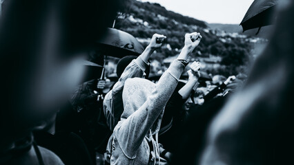 Young people demonstrating 