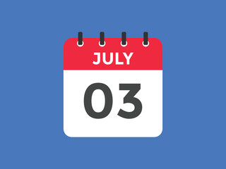 july 3 calendar reminder. 3th july daily calendar icon template. Vector illustration 
