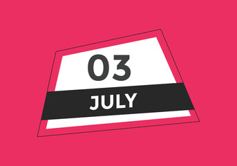 july 3 calendar reminder. 3th july daily calendar icon template. Vector illustration 
