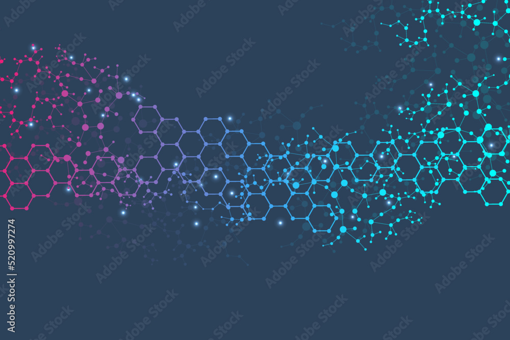 Poster modern futuristic background of the scientific hexagonal pattern. virtual abstract background with p