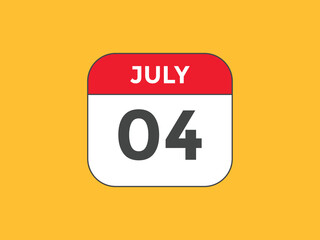 july 4 calendar reminder. 4th july daily calendar icon template. Vector illustration 
