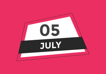 july 5 calendar reminder. 5th july daily calendar icon template. Vector illustration 
