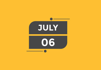 july 6 calendar reminder. 6th july daily calendar icon template. Vector illustration 
