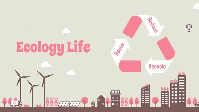 Smart ecology city illustration animation ( mp4 )