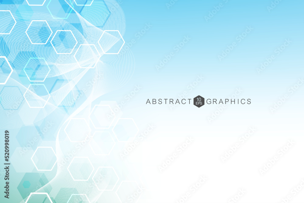 Poster modern futuristic background of the scientific hexagonal pattern. virtual abstract background with p