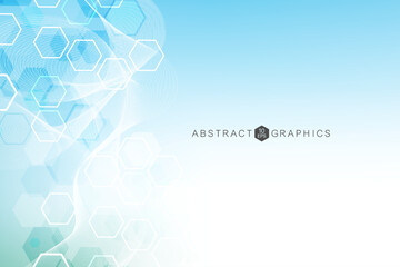 Modern futuristic background of the scientific hexagonal pattern. Virtual abstract background with particle, molecule structure for medical, technology, chemistry, science. Social network vector