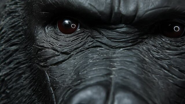 footage of gorilla head dark background 