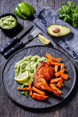 chicken with guasacaca sauce and sweet potato