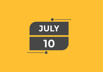 july 10 Calendar icon Design. Calendar Date 10th july. Calendar template 
