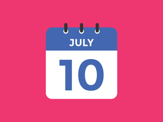 july 10 calendar reminder. 10th july daily calendar icon template. Vector illustration 
