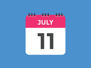 july 11 calendar reminder. 11th july daily calendar icon template. Vector illustration 
