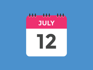 july 12 calendar reminder. 12th july daily calendar icon template. Vector illustration 
