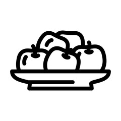 apple pile plate line icon vector. apple pile plate sign. isolated contour symbol black illustration