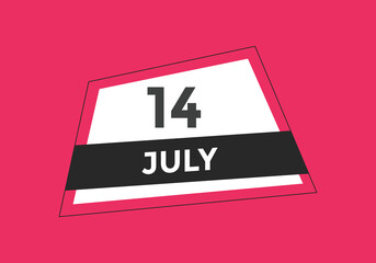 july 14 calendar reminder. 14th july daily calendar icon template. Vector illustration 
