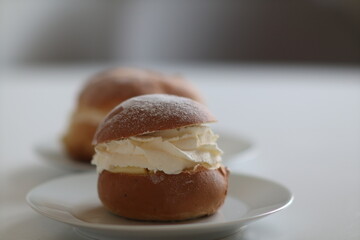 Semla Swedish dessert collect on plate national