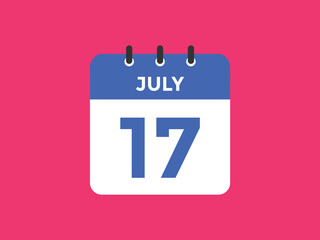 july 17 Calendar icon Design. Calendar Date 17th july. Calendar template 
