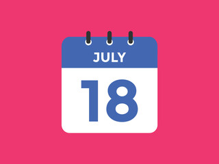 Fototapeta na wymiar july 18 calendar reminder. 18th july daily calendar icon template. Vector illustration 