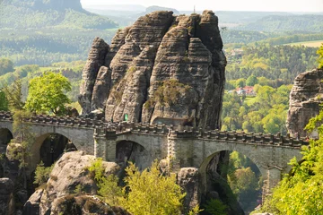 Crédence de cuisine en verre imprimé Le pont de la Bastei Pont Bastei entre les rochers près de Rathen. Suisse saxonne, Allemagne. L& 39 Europe 
