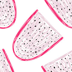 Pitaya fruit seamless pattern. Food sketch illustration. Natural background