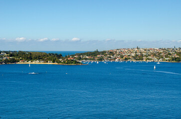 Beautiful scenery of Watsons Bay in Sydney. The lovely village is a famous sightseeing spot to...