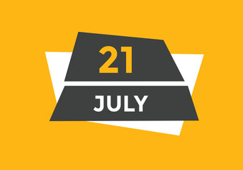 july 21 Calendar icon Design. Calendar Date 21th july. Calendar template 
