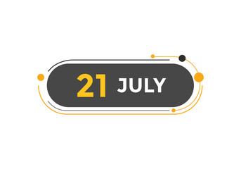 july 21 Calendar icon Design. Calendar Date 21th july. Calendar template 
