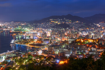 Fototapeta na wymiar Nagasaki, Japan Aerial Cityscape