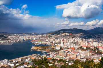 Nagasaki, Japan Downtown Skyline Over the Bay