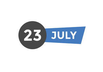 july 23 Calendar icon Design. Calendar Date 23th july. Calendar template 
