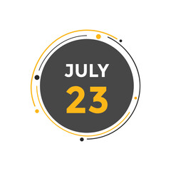 july 23 calendar reminder. 23th july daily calendar icon template. Vector illustration 
