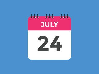 july 24 calendar reminder. 24th july daily calendar icon template. Vector illustration 
