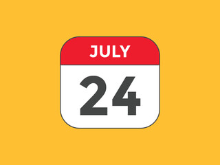 july 24 calendar reminder. 24th july daily calendar icon template. Vector illustration 
