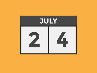 july 24 Calendar icon Design. Calendar Date 24th july. Calendar template 
