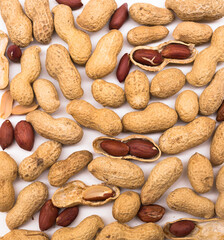 bunch of ecological peanuts on a white background