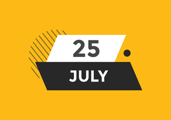 july 25 calendar reminder. 25th july daily calendar icon template. Vector illustration 
