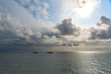 open ocean sea and skyline with heavy dramatic clouds