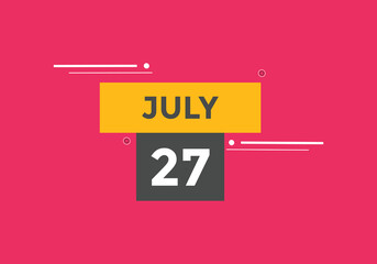 july 27 Calendar icon Design. Calendar Date 27th july. Calendar template 

