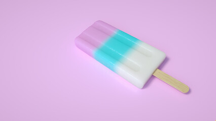 Pastel color ice cream stick on pink pastel background with copy space. Minimalist food concept.